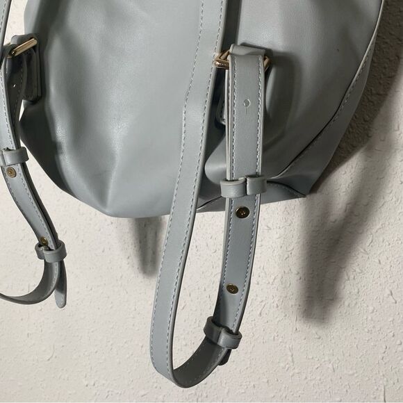 Tura Gray Faux Leather Backpack Shoulder Bag Satchel Drawstring Purse - Picture 12 of 16